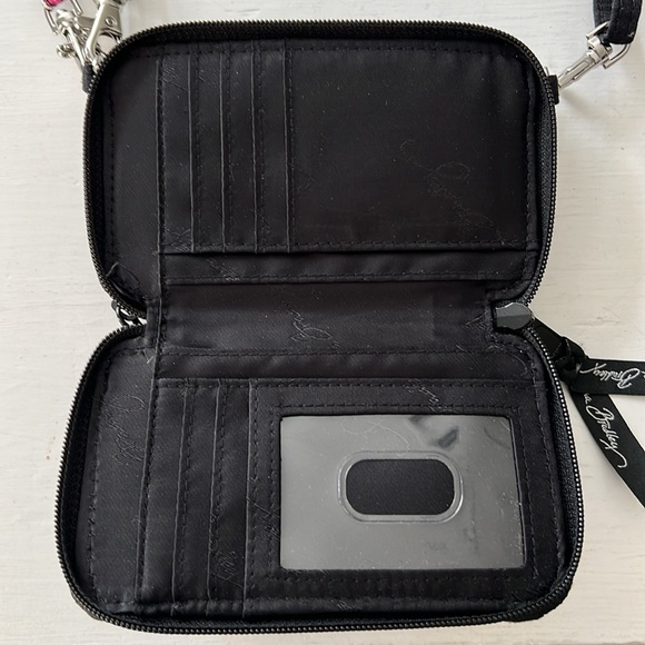 VERA BRADLEY crossbody wallet Black with pink, red and white accents - Picture 5 of 7